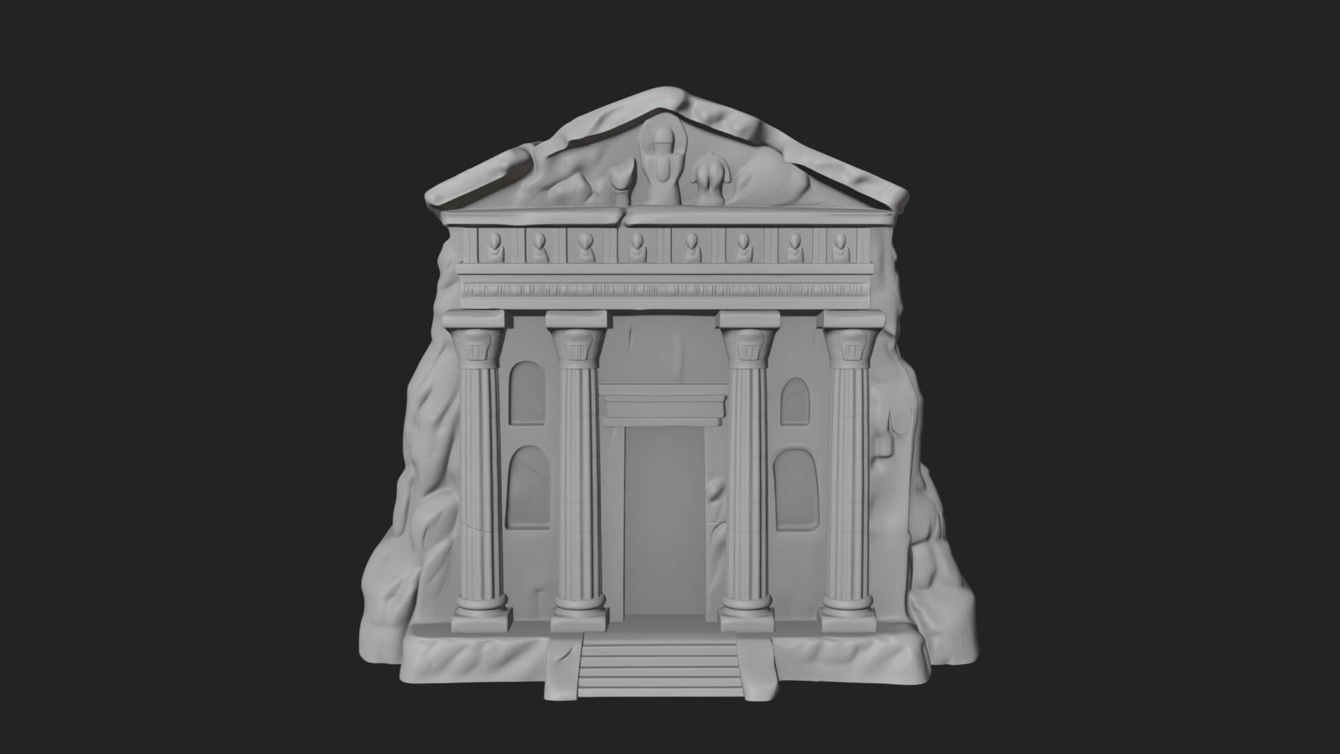 Rock Cut Temple Facade Design 2 3D Print Model 3D Model