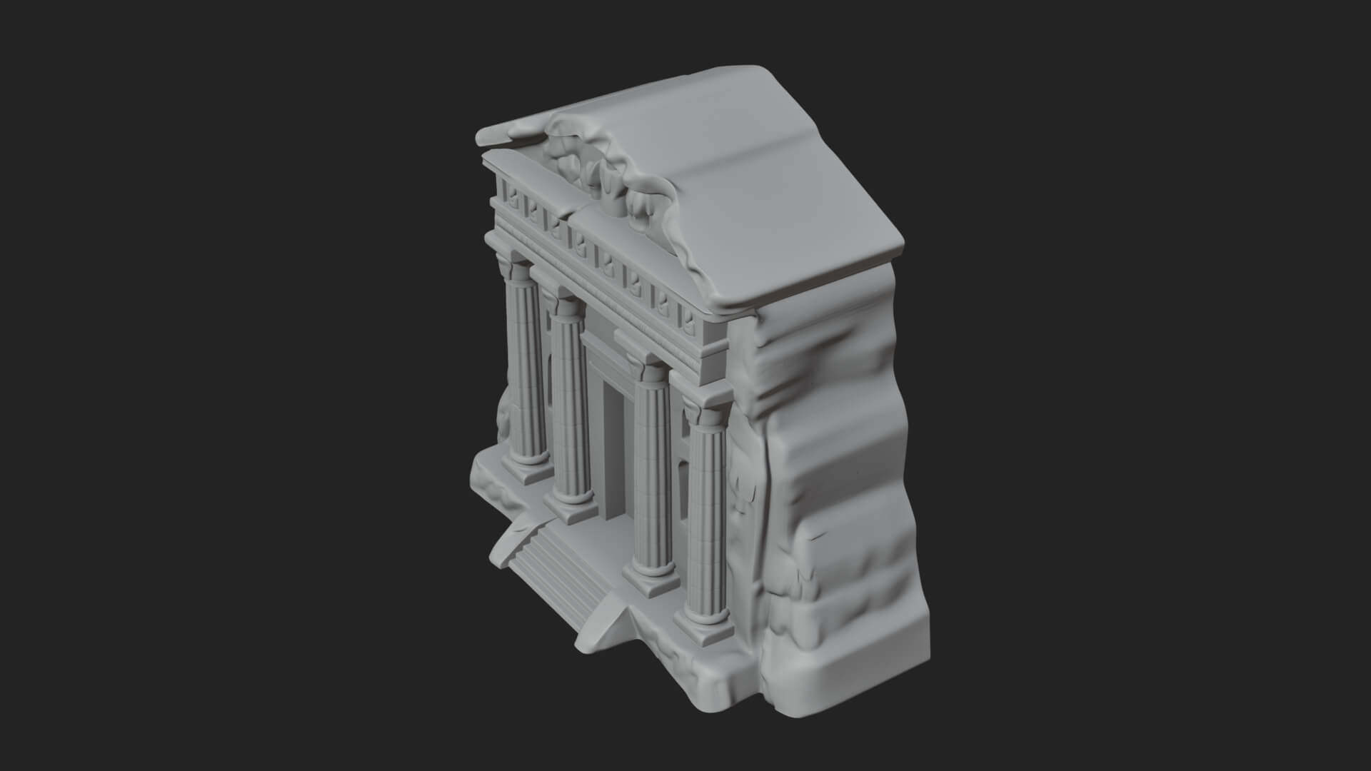 Rock Cut Temple Facade Design 2 3D Print Model 3D Model