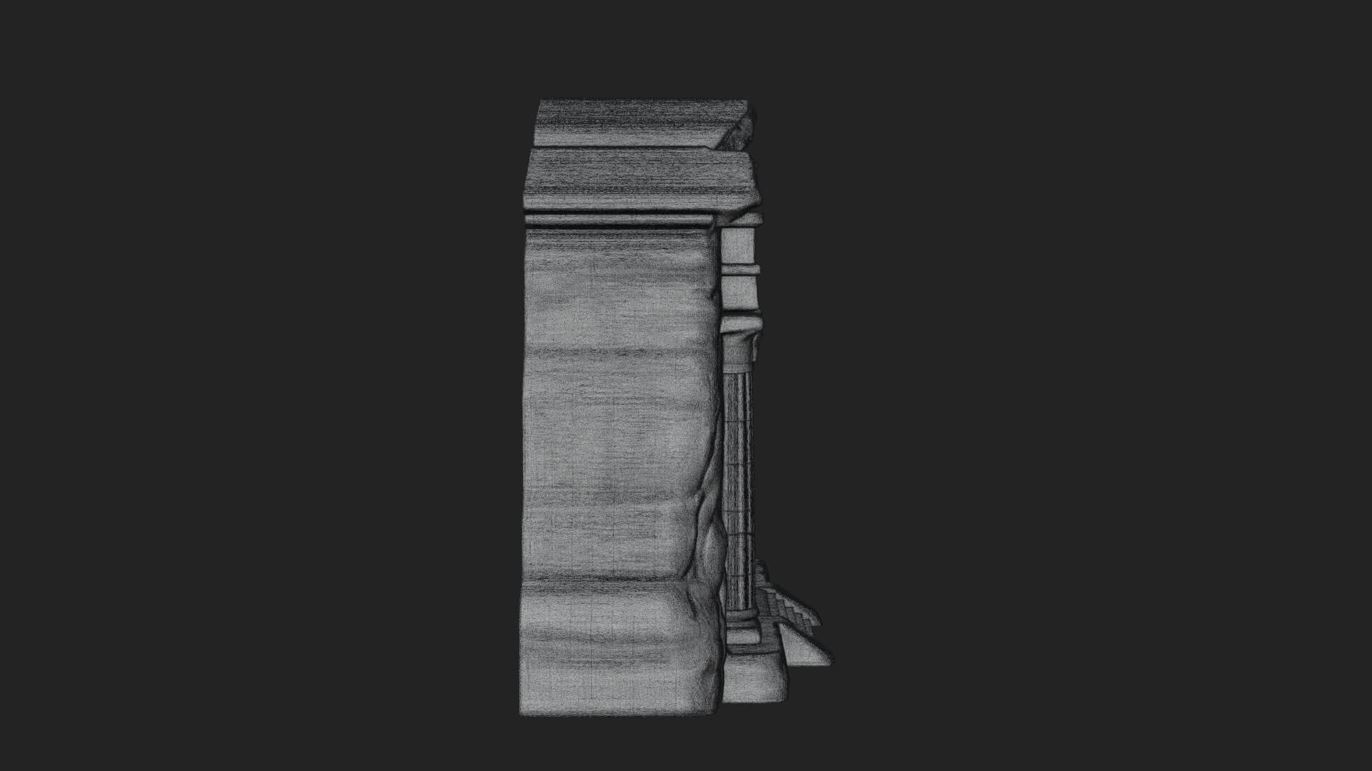 Rock Cut Temple Facade Design 2 3D Print Model 3D Model