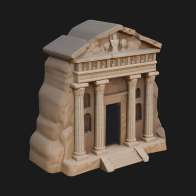 Rock Cut Temple Facade Design 2 3D Print Model