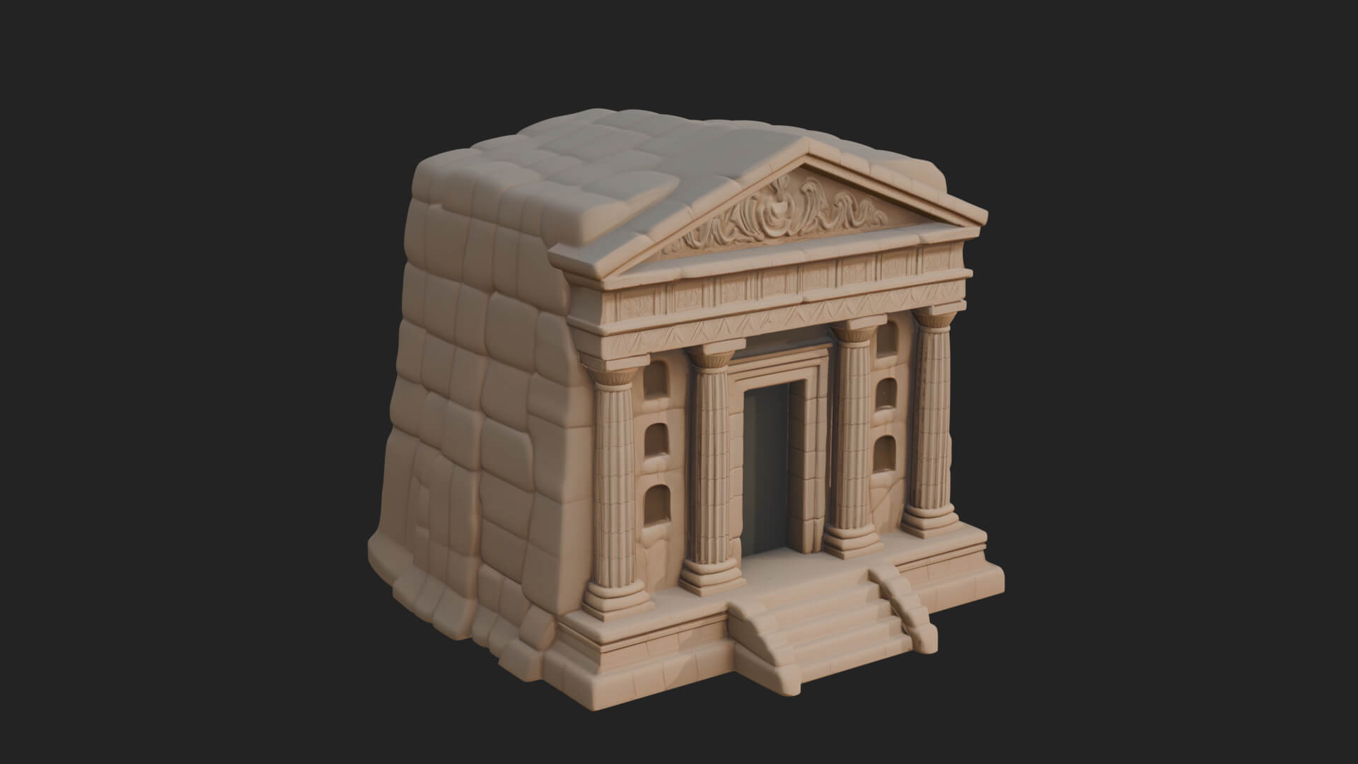 Rock Cut Temple Facade Design 3 3D Print Model 3D Model