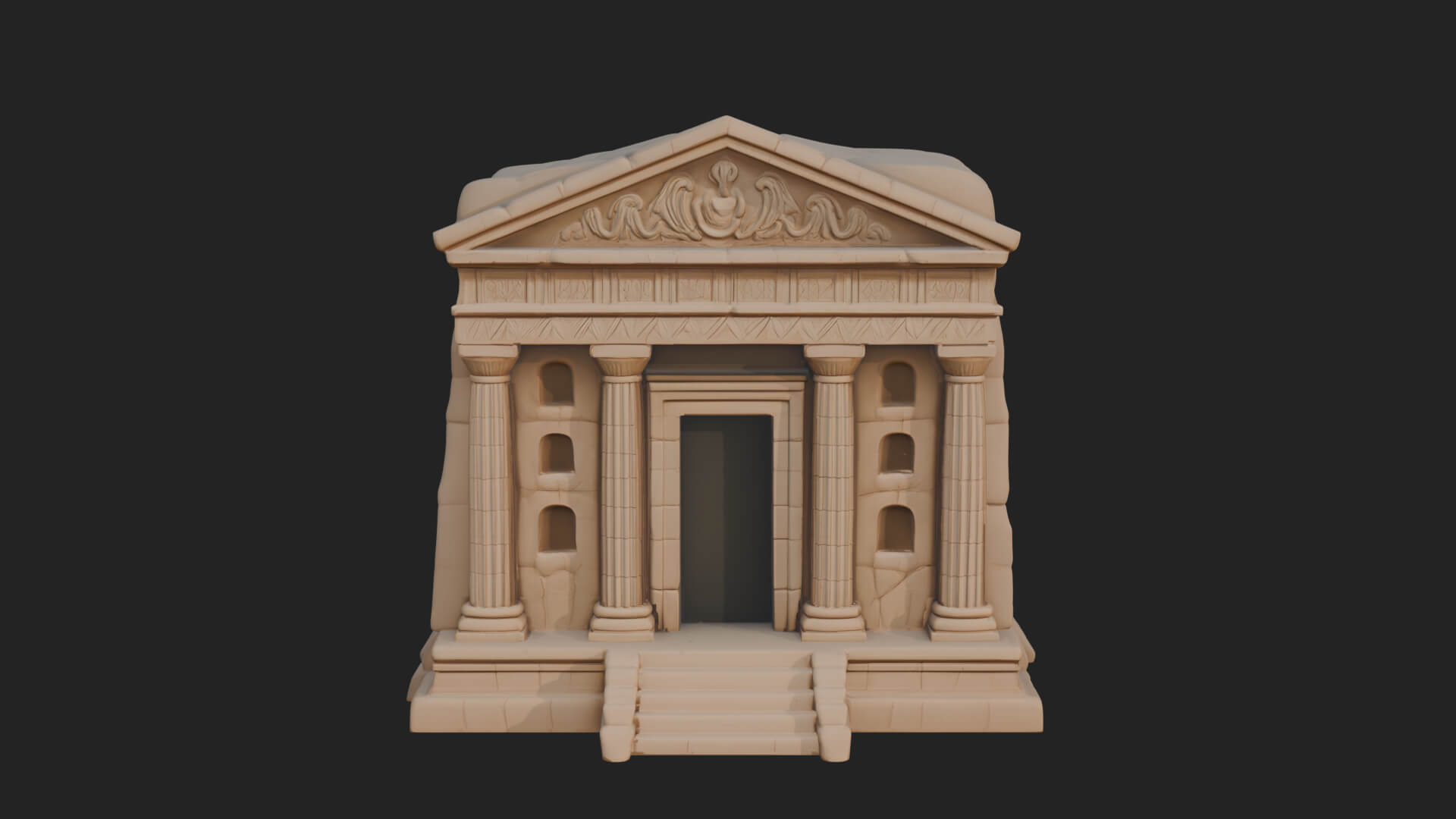 Rock Cut Temple Facade Design 3 3D Print Model 3D Model