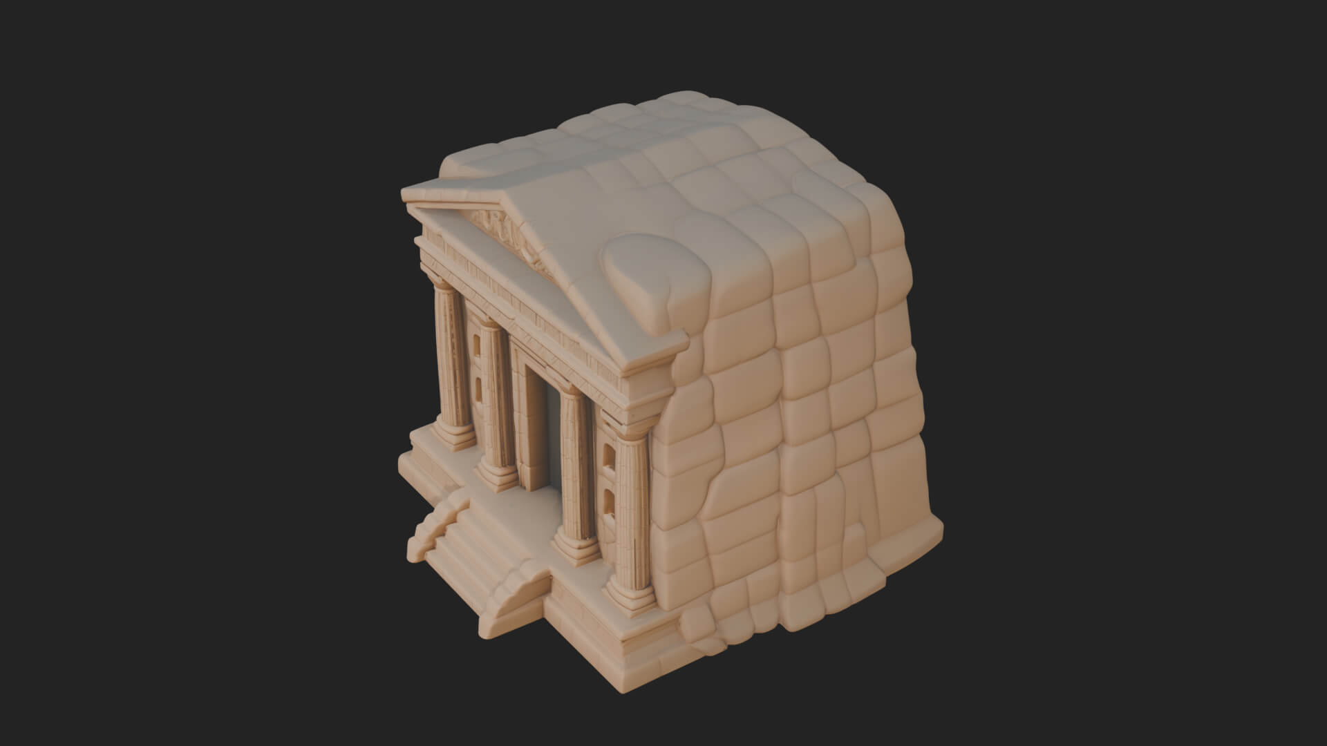 Rock Cut Temple Facade Design 3 3D Print Model 3D Model