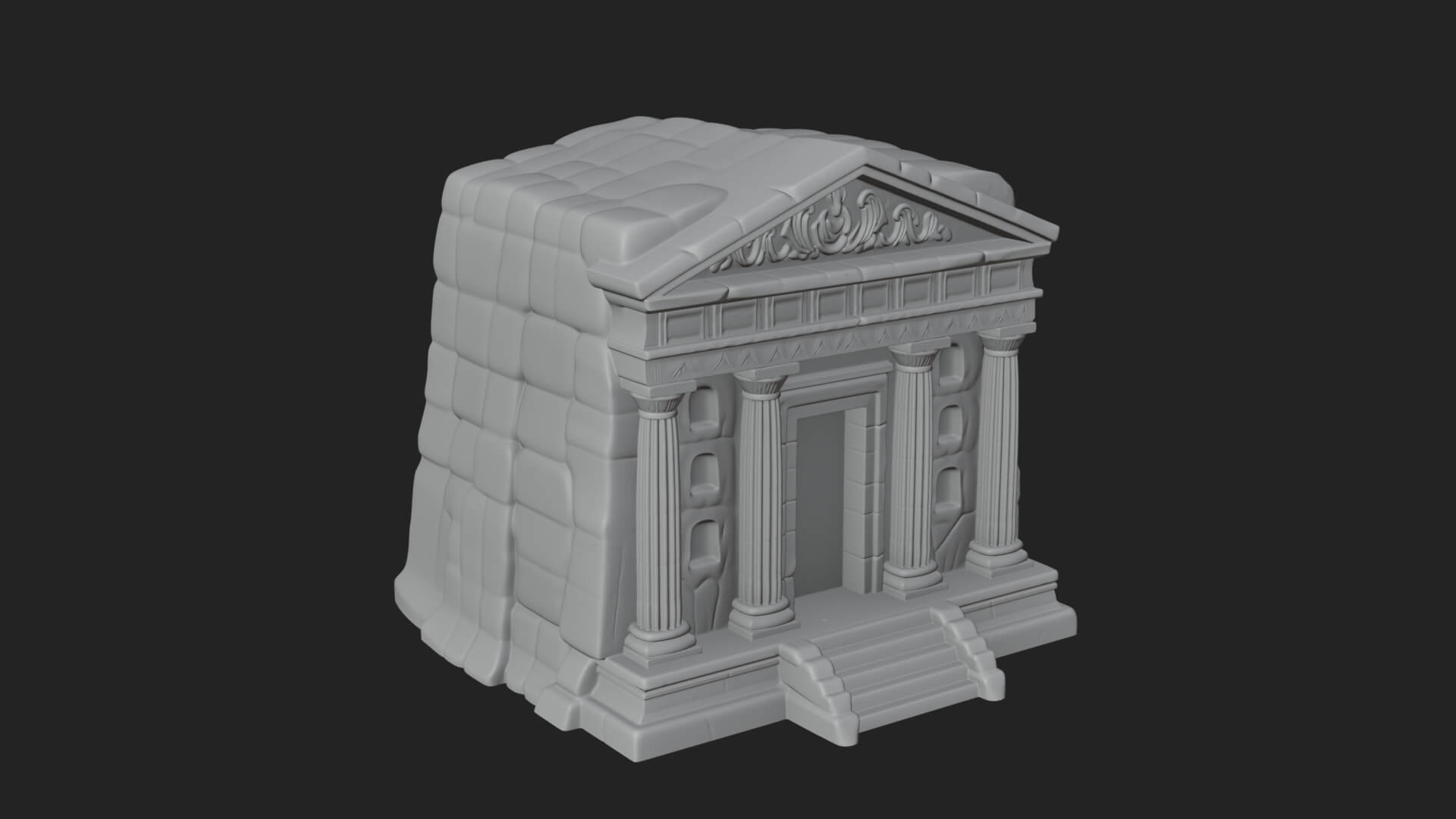 Rock Cut Temple Facade Design 3 3D Print Model 3D Model