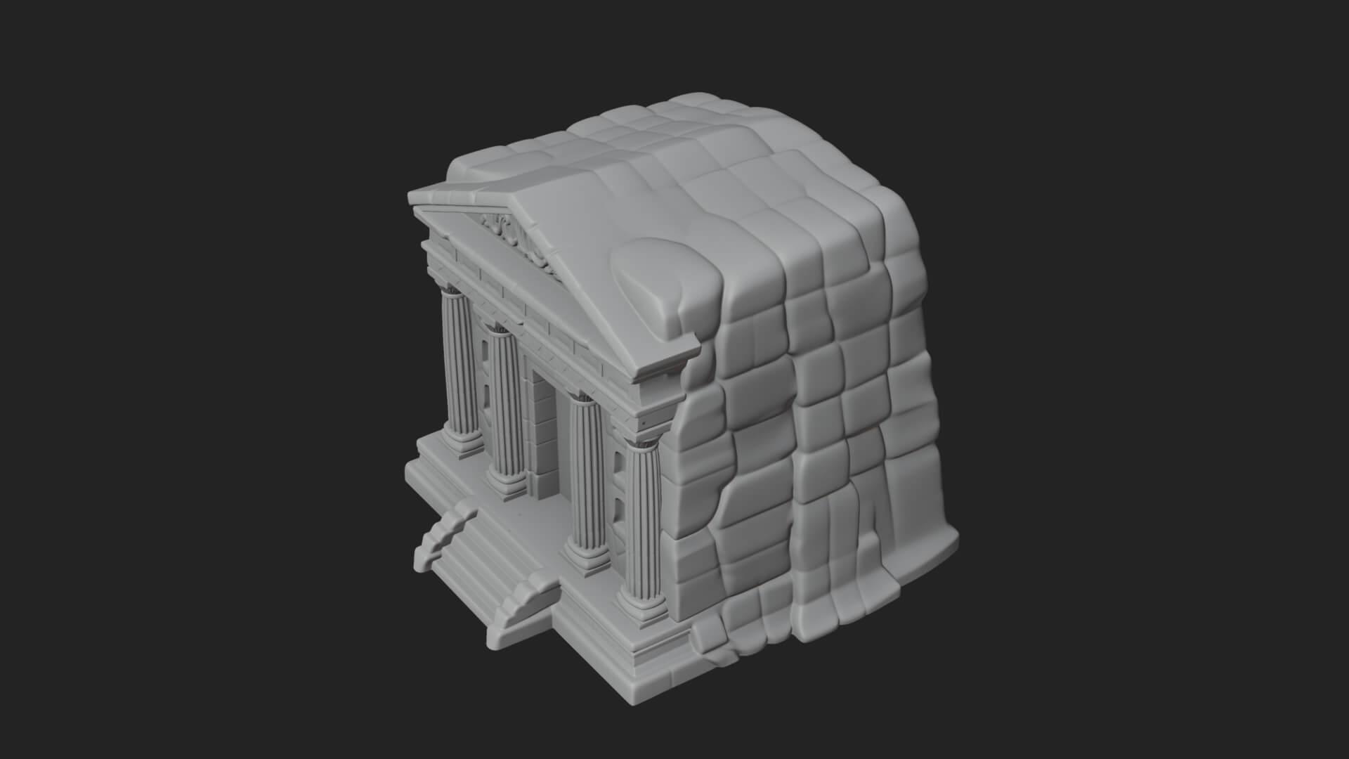 Rock Cut Temple Facade Design 3 3D Print Model 3D Model