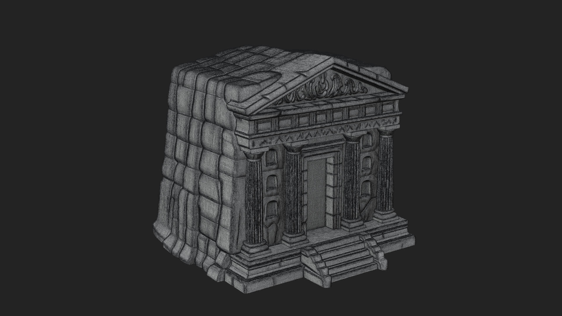 Rock Cut Temple Facade Design 3 3D Print Model 3D Model