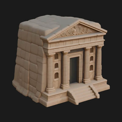 Rock Cut Temple Facade Design 3 3D Print Model