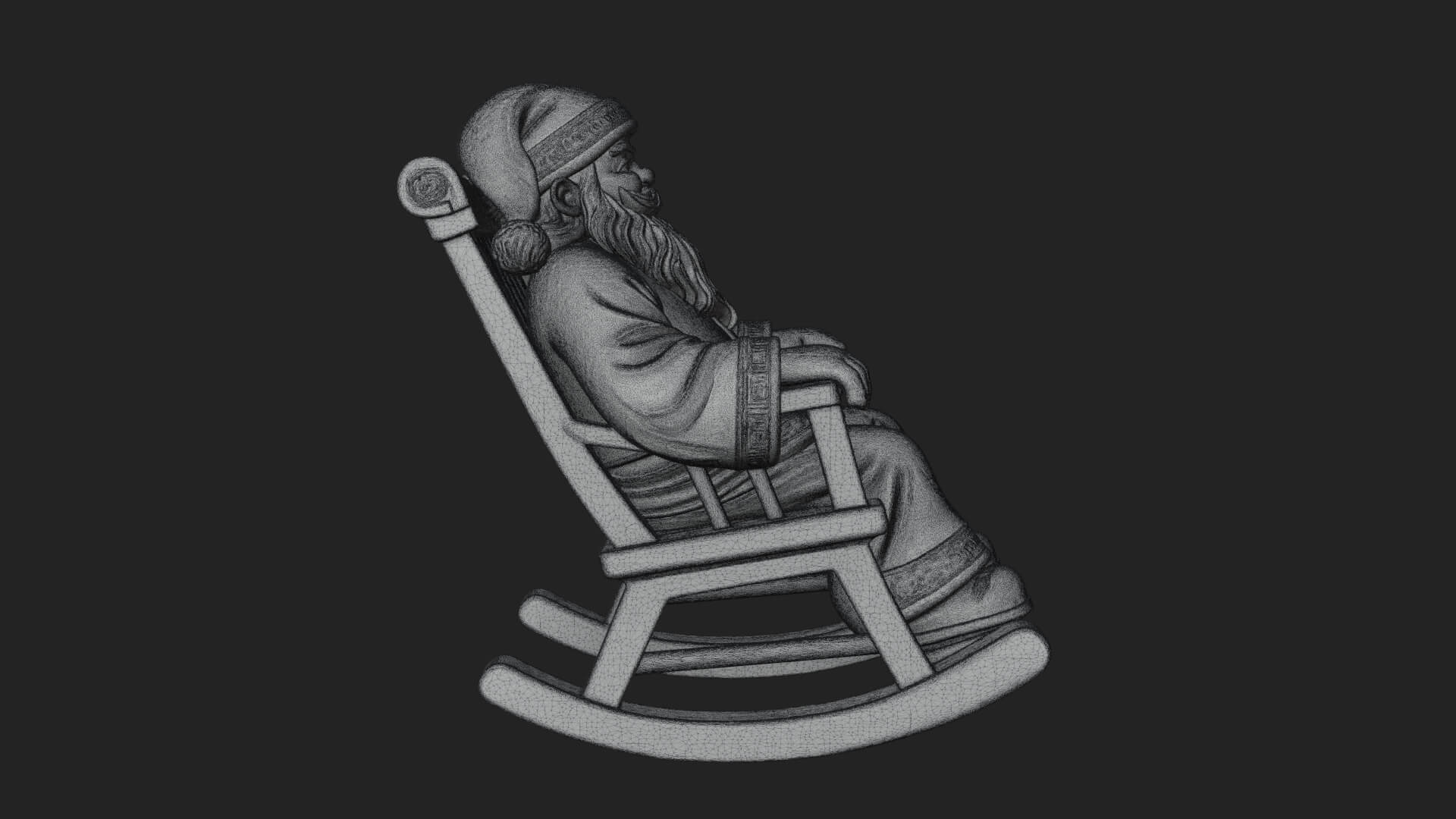 Rocking Chair Santa Statue Design 1 3D Print Model 3D Model