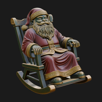 Rocking Chair Santa Statue Design 1 3D Print Model