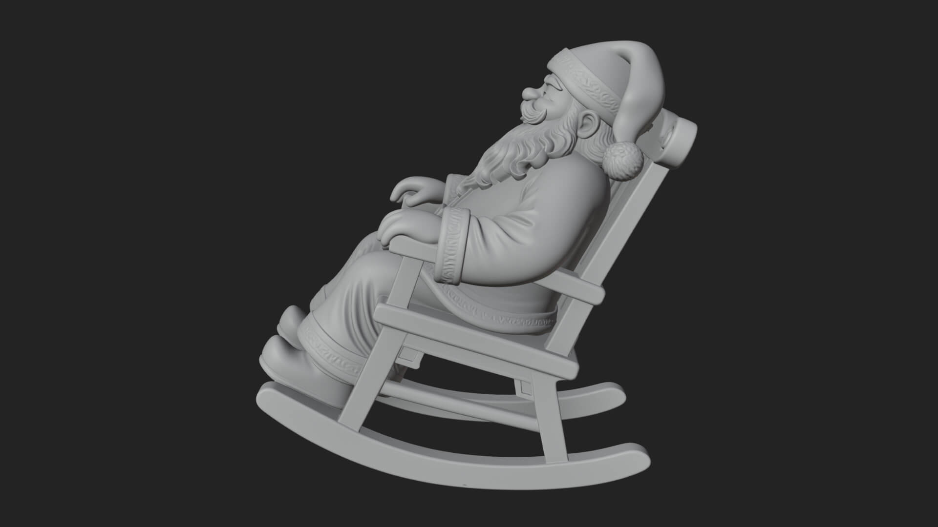 Rocking Chair Santa Statue Design 2 3D Print Model 3D Model