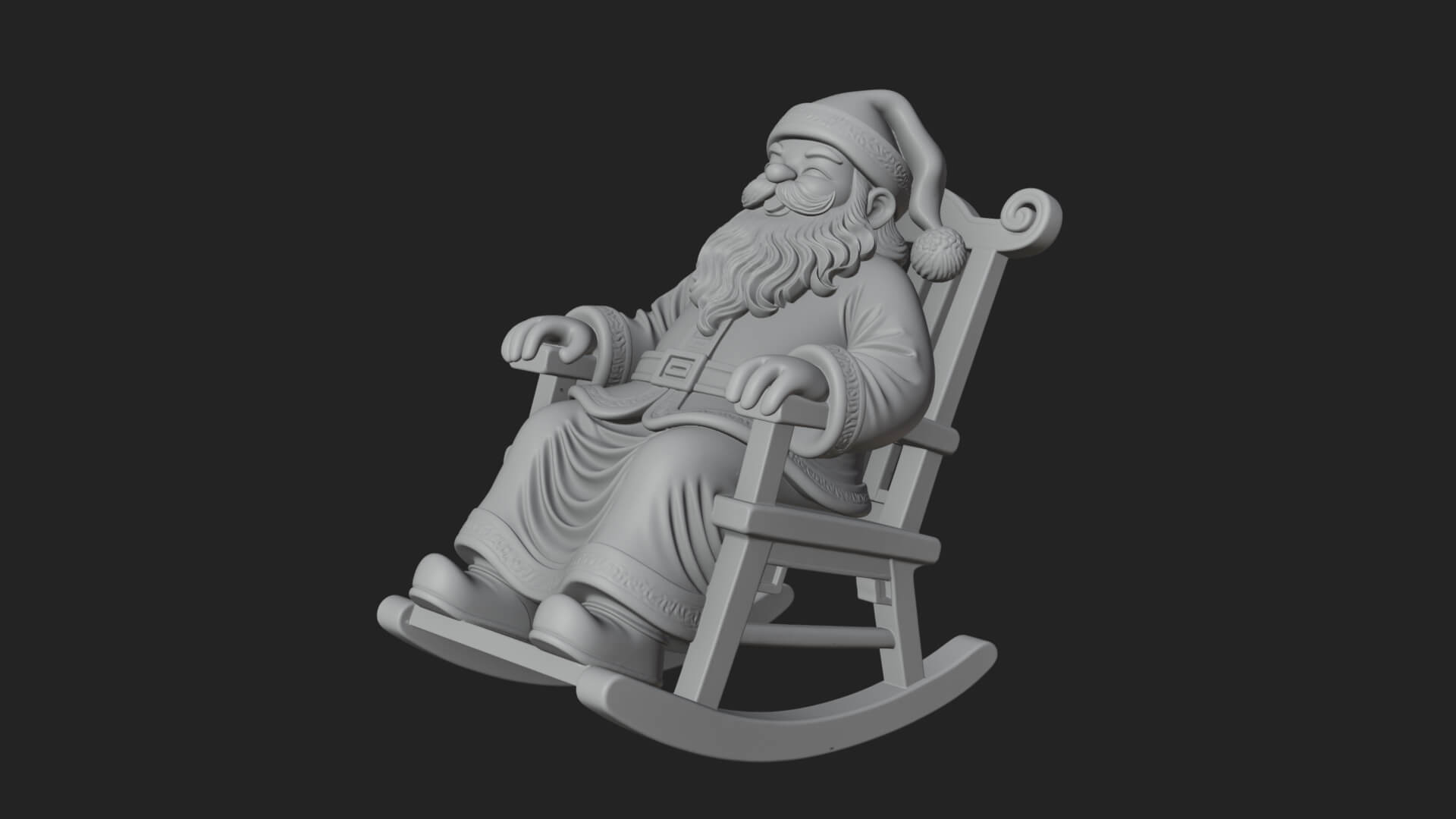 Rocking Chair Santa Statue Design 2 3D Print Model 3D Model