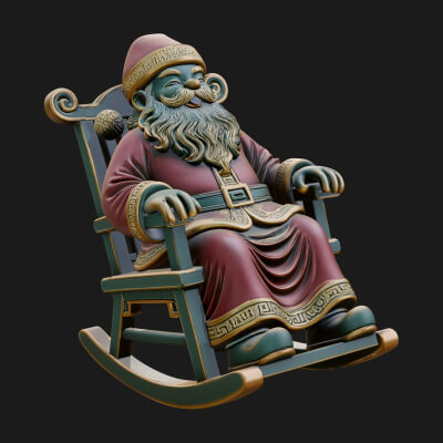 Rocking Chair Santa Statue Design 2 3D Print Model