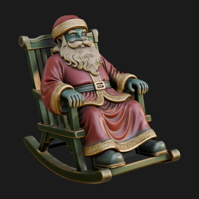Rocking Chair Santa Statue Design 3 3D Print Model