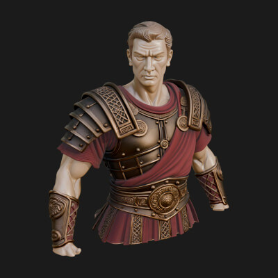 Roman Legionary Bust Statue Design 1 3D Print Model
