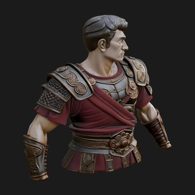 Roman Legionary Bust Statue Design 2 3D Print Model