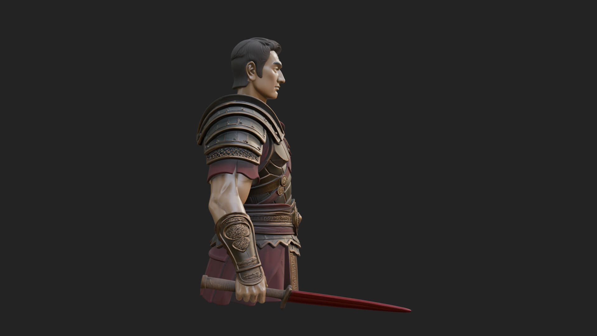 Roman Legionary Bust Statue Design 4 3D Print Model 3D Model