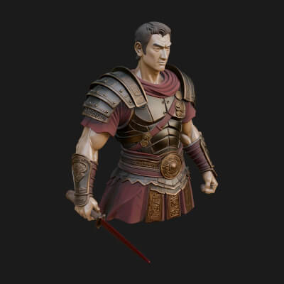 Roman Legionary Bust Statue Design 4 3D Print Model
