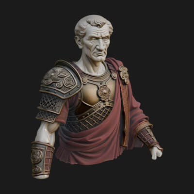 Roman Legionary Bust Statue Design 8 3D Print Model