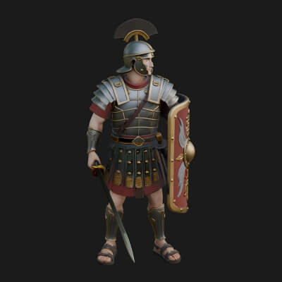 Roman Legionary Statue Design 6 3D Print Model