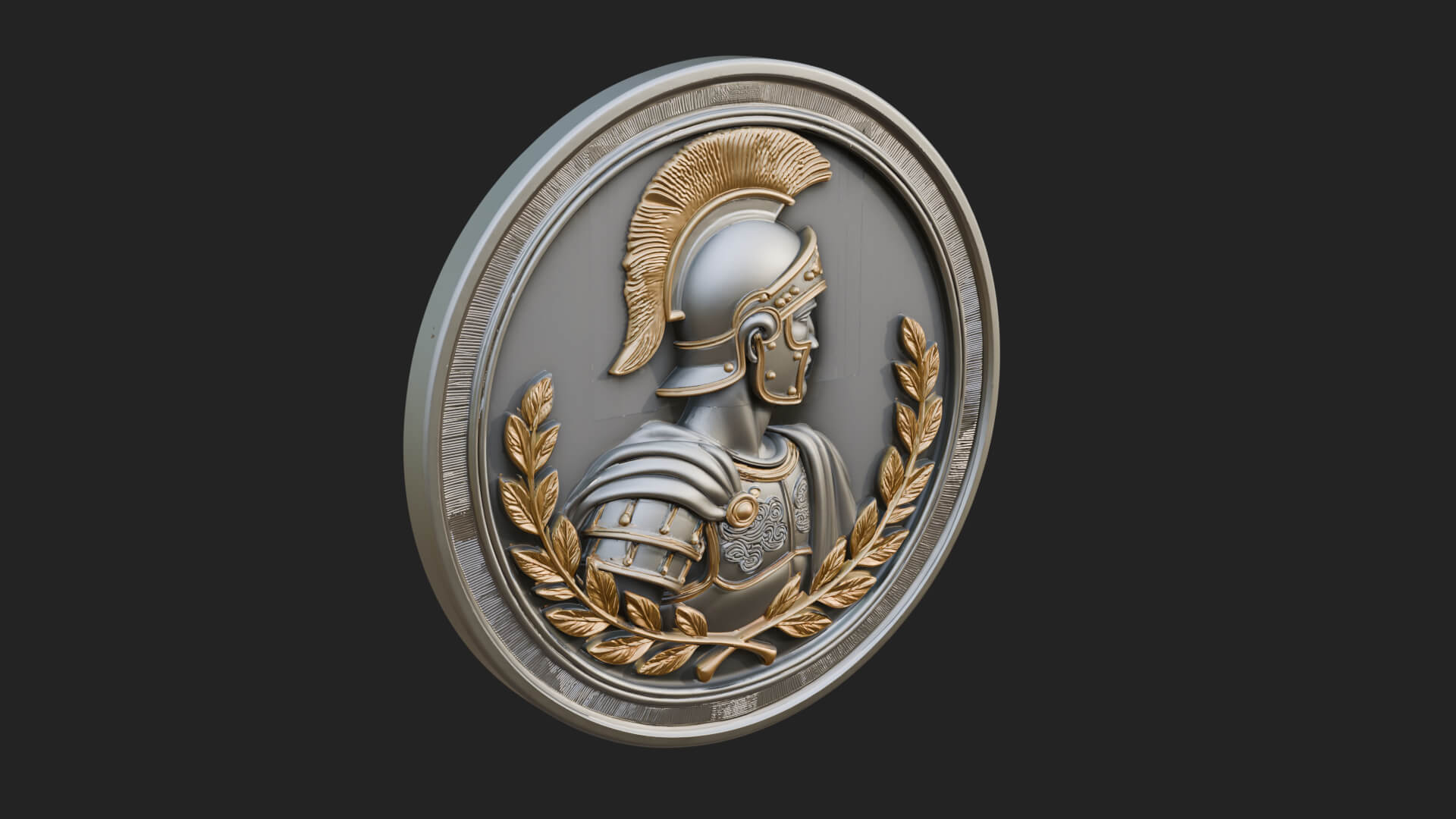 Roman Soldier Oval Relief Plaque Design 1 3D Print Model 3D Model