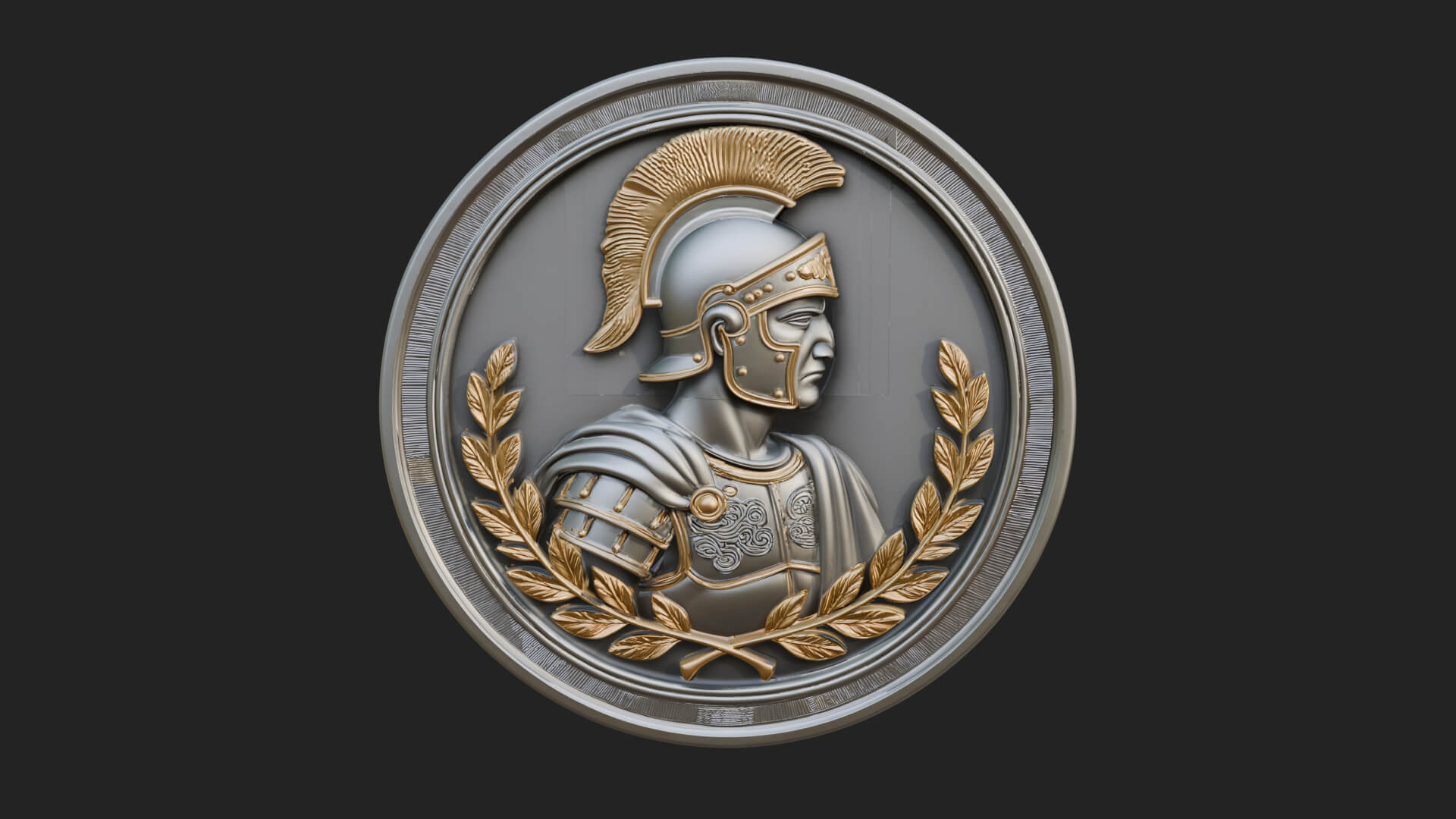 Roman Soldier Oval Relief Plaque Design 1 3D Print Model 3D Model
