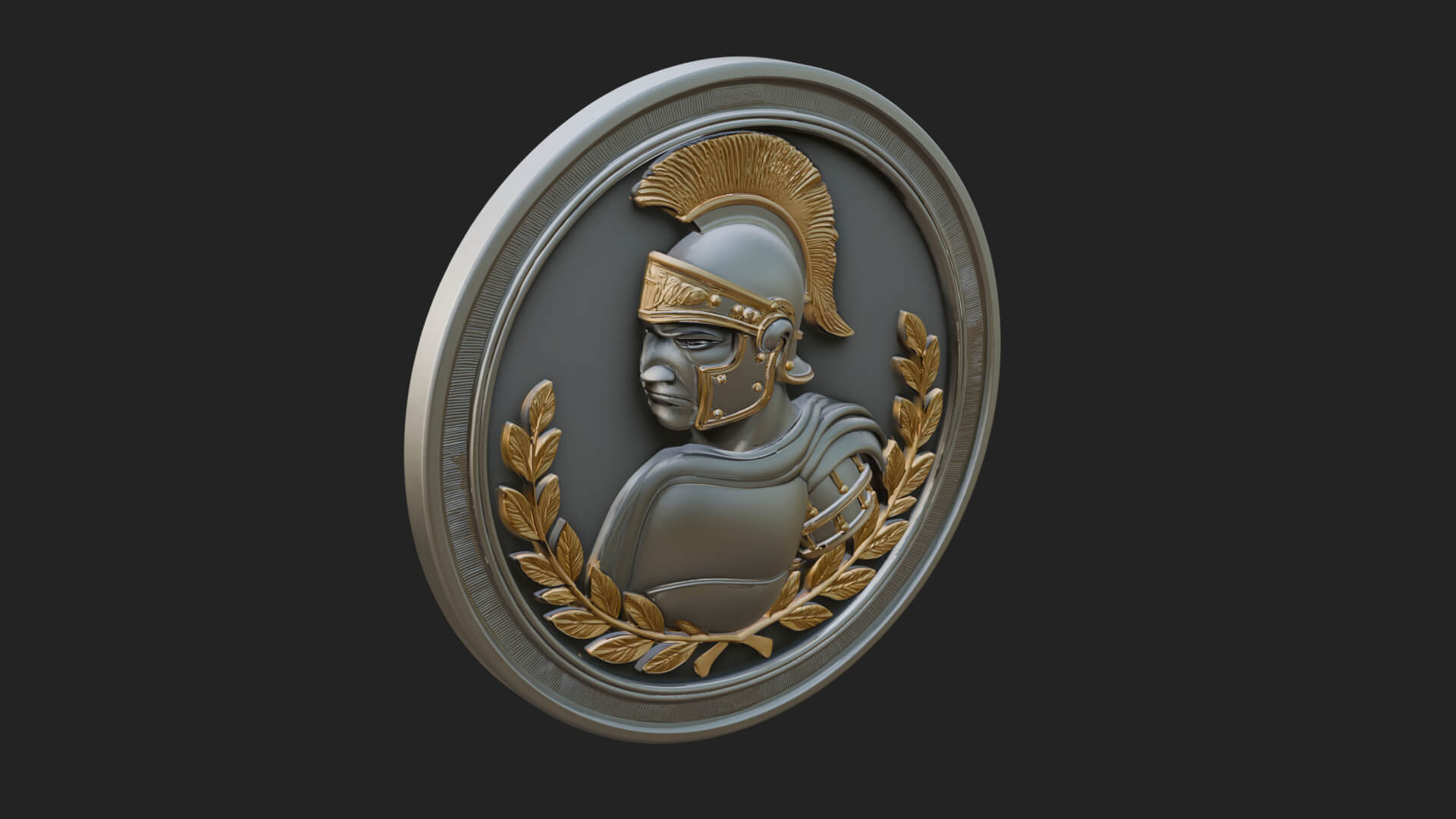 Roman Soldier Oval Relief Plaque Design 1 3D Print Model 3D Model
