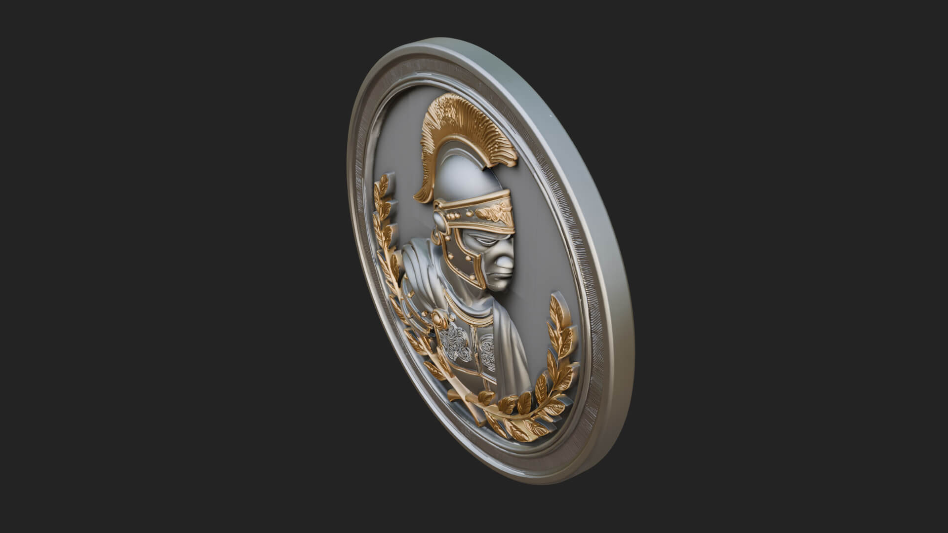 Roman Soldier Oval Relief Plaque Design 1 3D Print Model 3D Model
