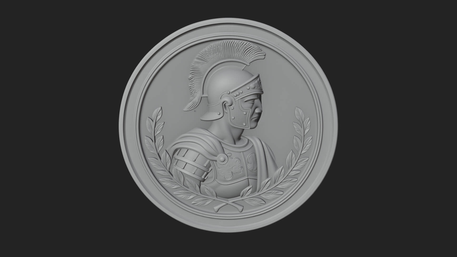 Roman Soldier Oval Relief Plaque Design 1 3D Print Model 3D Model