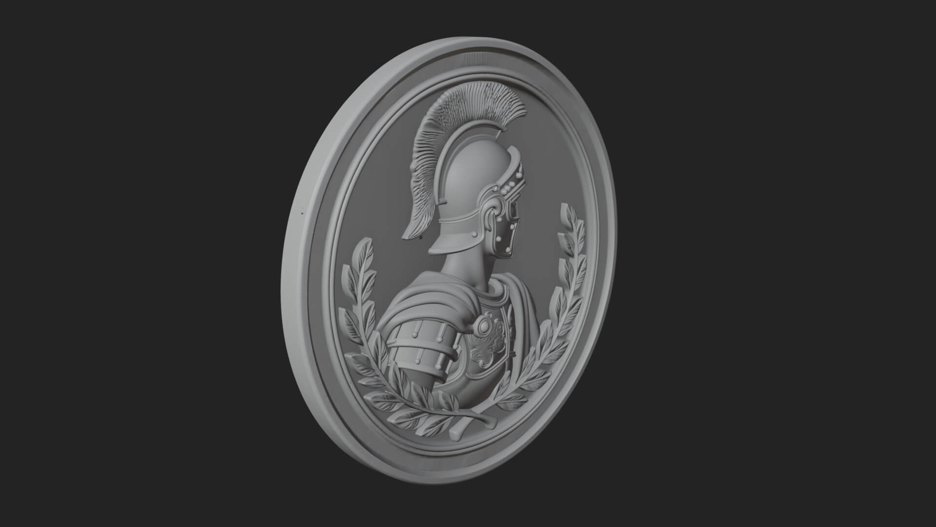 Roman Soldier Oval Relief Plaque Design 1 3D Print Model 3D Model
