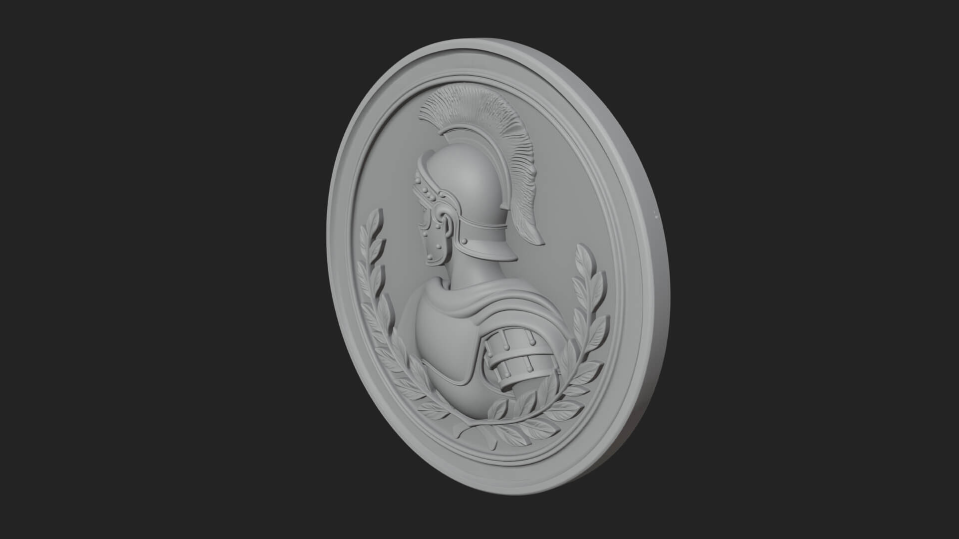 Roman Soldier Oval Relief Plaque Design 1 3D Print Model 3D Model
