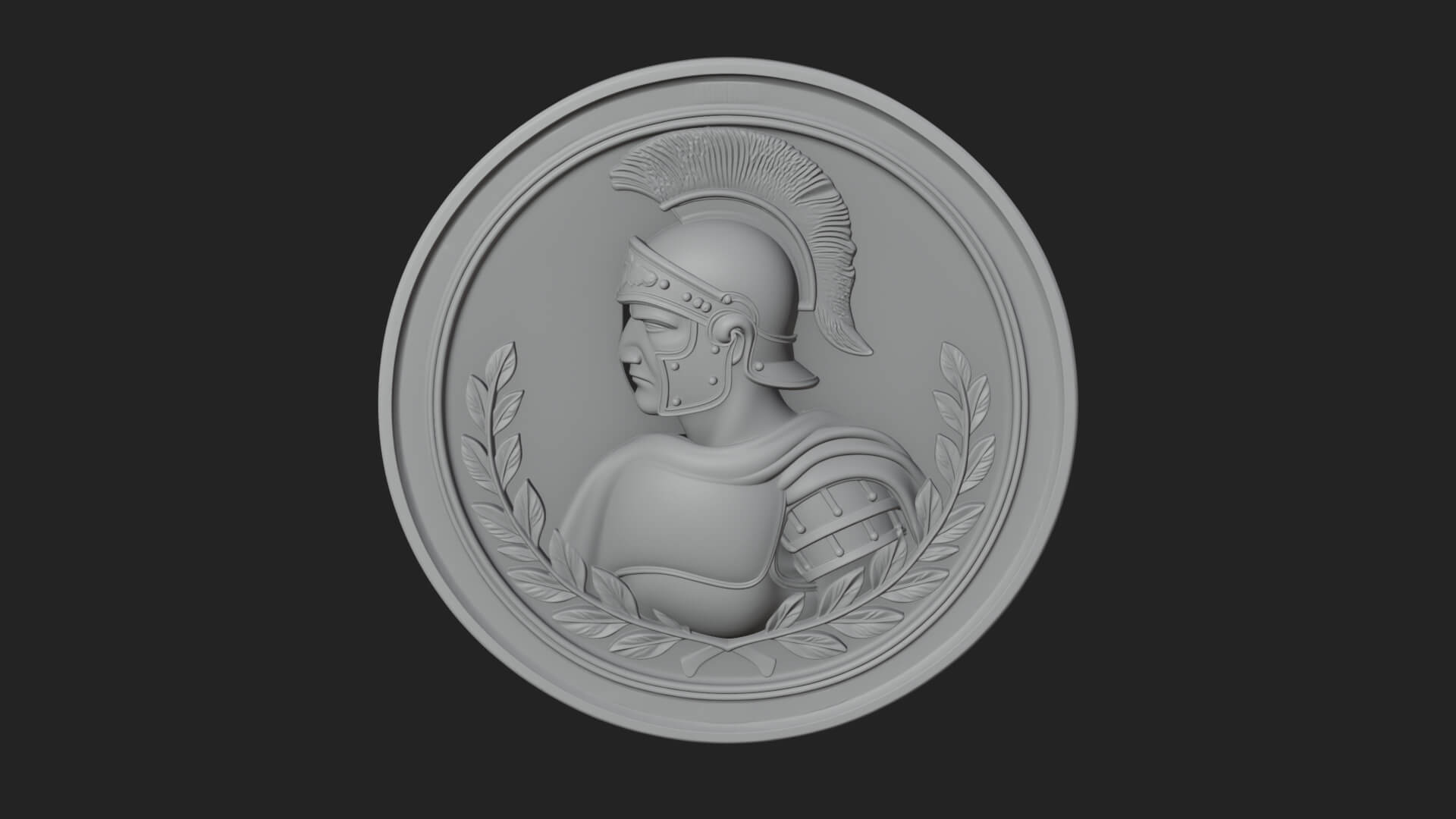 Roman Soldier Oval Relief Plaque Design 1 3D Print Model 3D Model