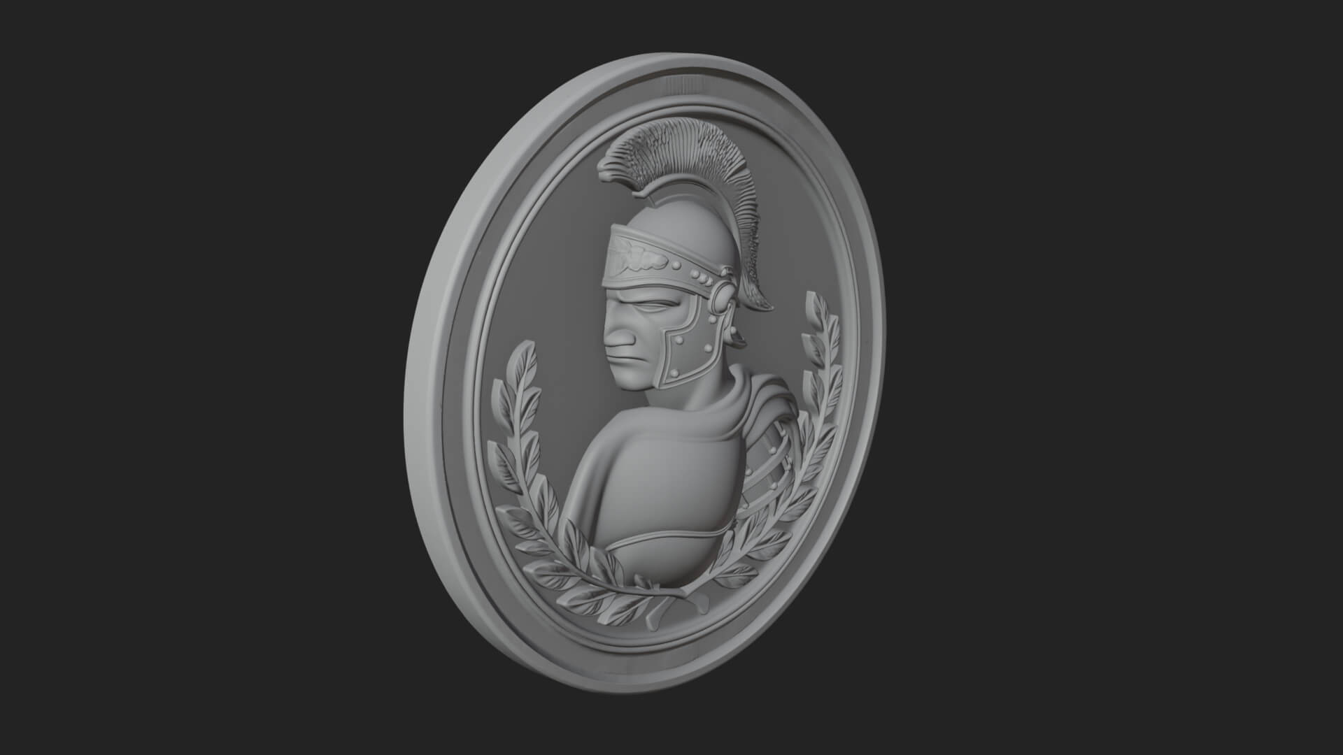 Roman Soldier Oval Relief Plaque Design 1 3D Print Model 3D Model