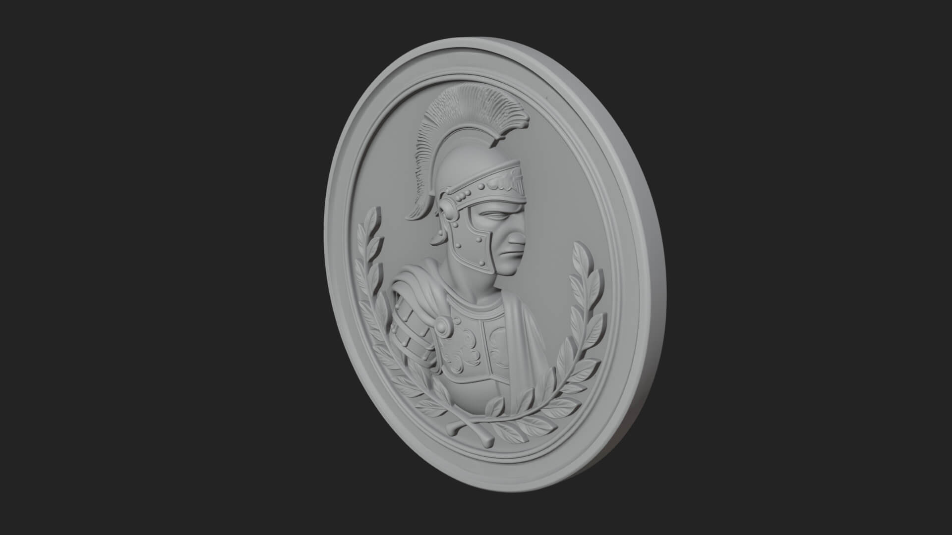 Roman Soldier Oval Relief Plaque Design 1 3D Print Model 3D Model