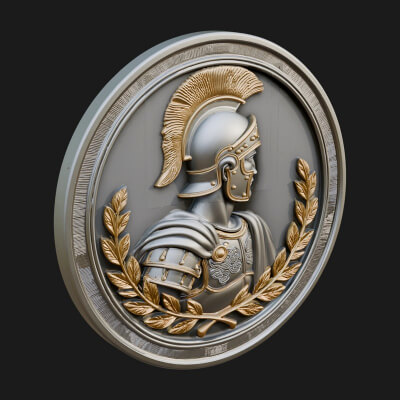Roman Soldier Oval Relief Plaque Design 1 3D Print Model