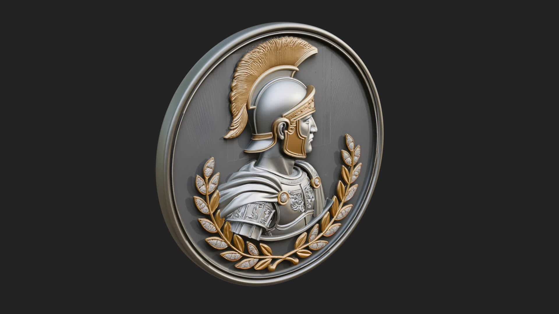Roman Soldier Oval Relief Plaque Design 2 3D Print Model 3D Model