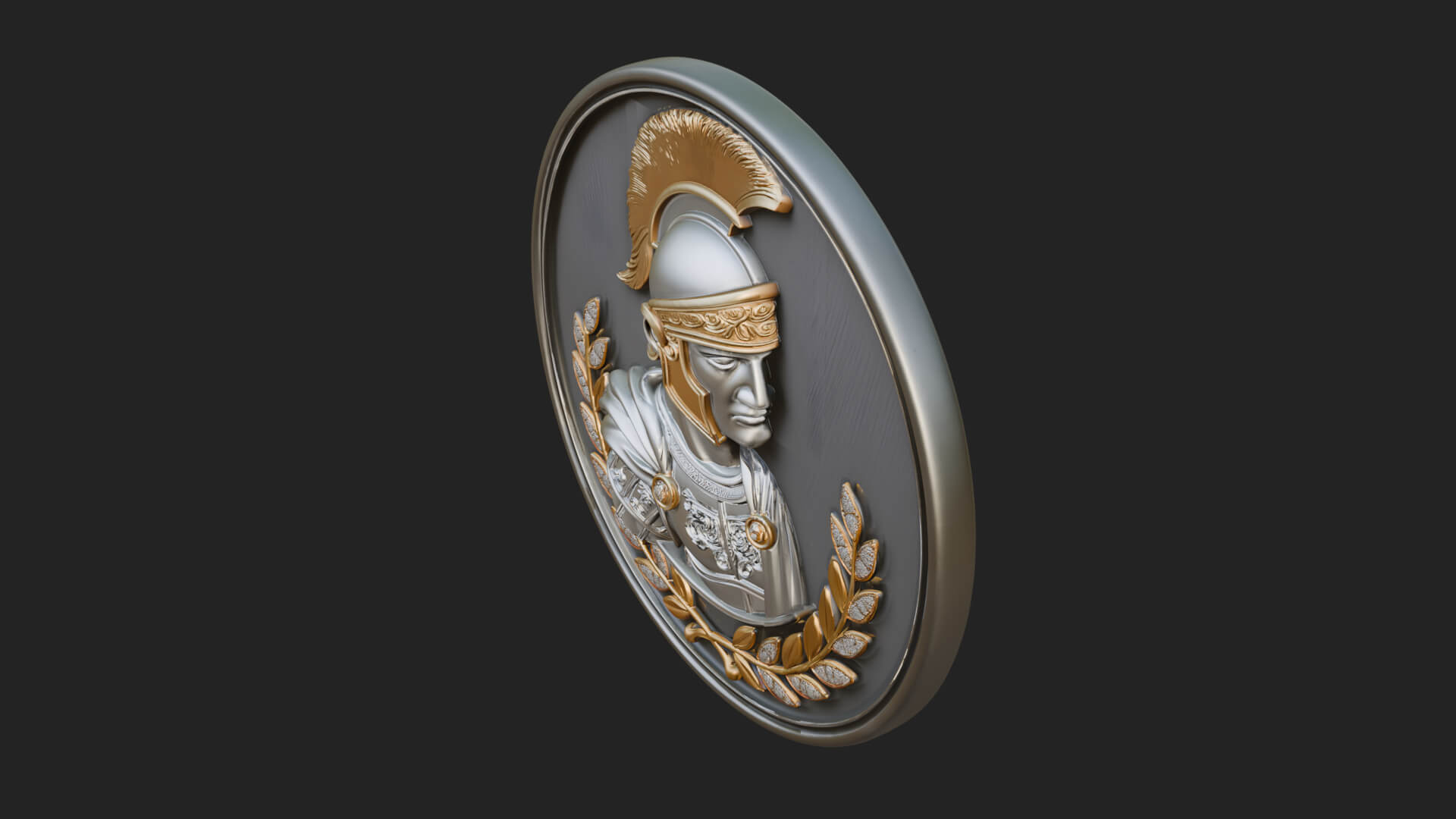 Roman Soldier Oval Relief Plaque Design 2 3D Print Model 3D Model