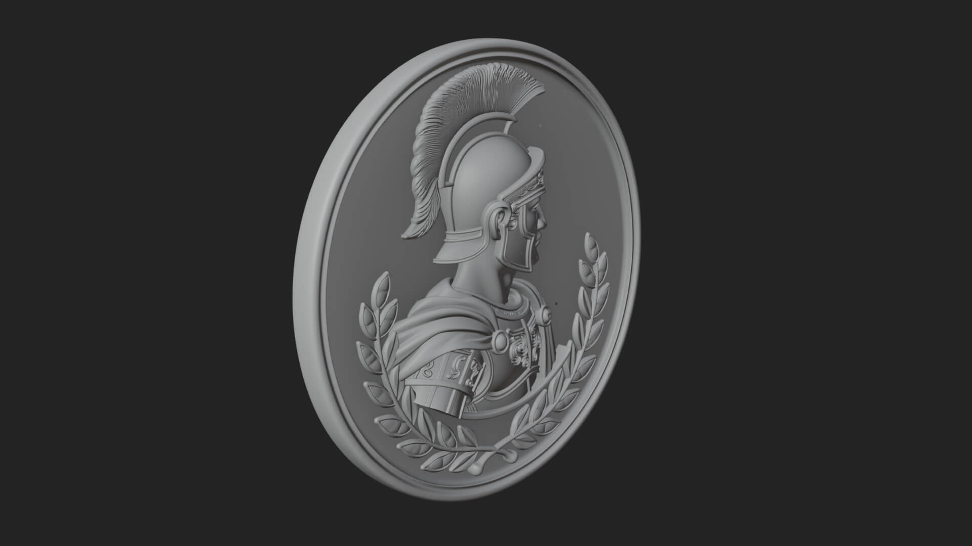 Roman Soldier Oval Relief Plaque Design 2 3D Print Model 3D Model