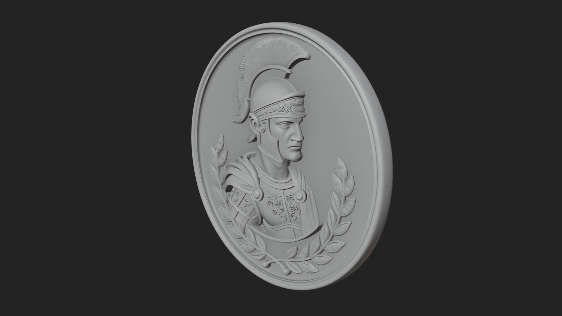 Roman Soldier Oval Relief Plaque Design 2 3D Print Model 3D Model