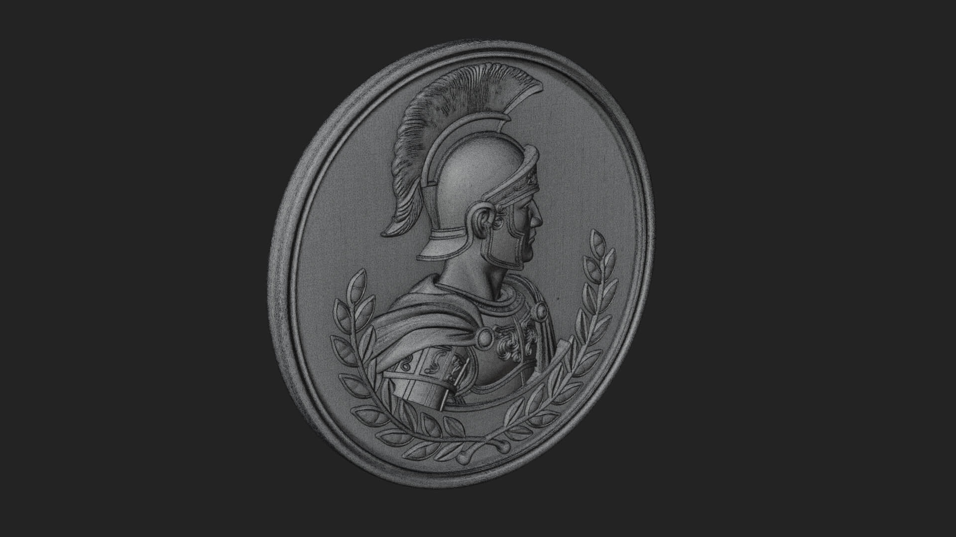 Roman Soldier Oval Relief Plaque Design 2 3D Print Model 3D Model