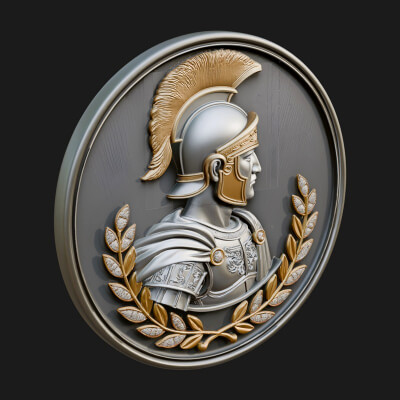 Roman Soldier Oval Relief Plaque Design 2 3D Print Model