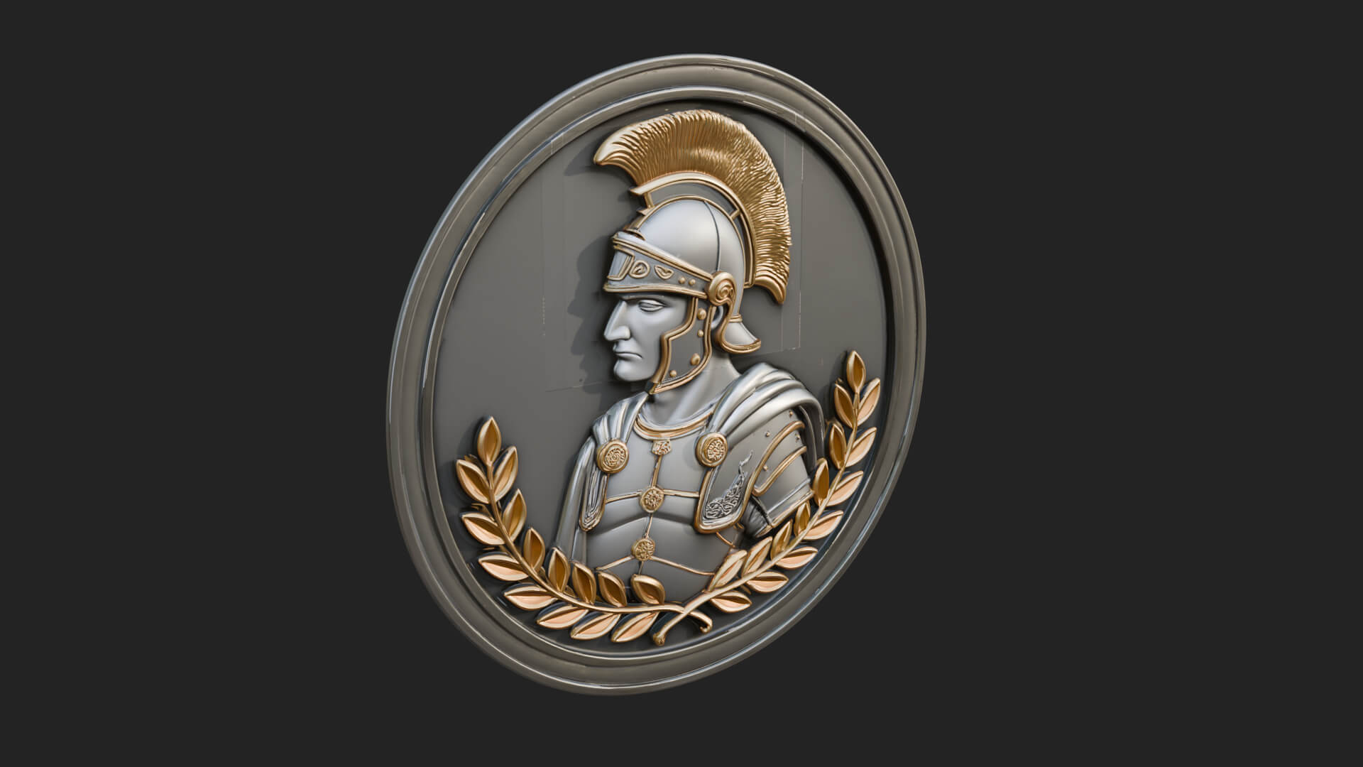 Roman Soldier Oval Relief Plaque Design 3 3D Print Model 3D Model