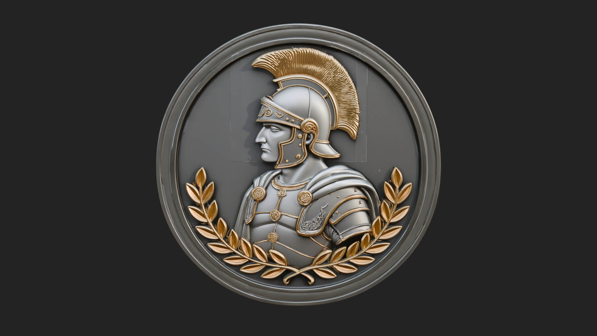 Roman Soldier Oval Relief Plaque Design 3 3D Print Model 3D Model