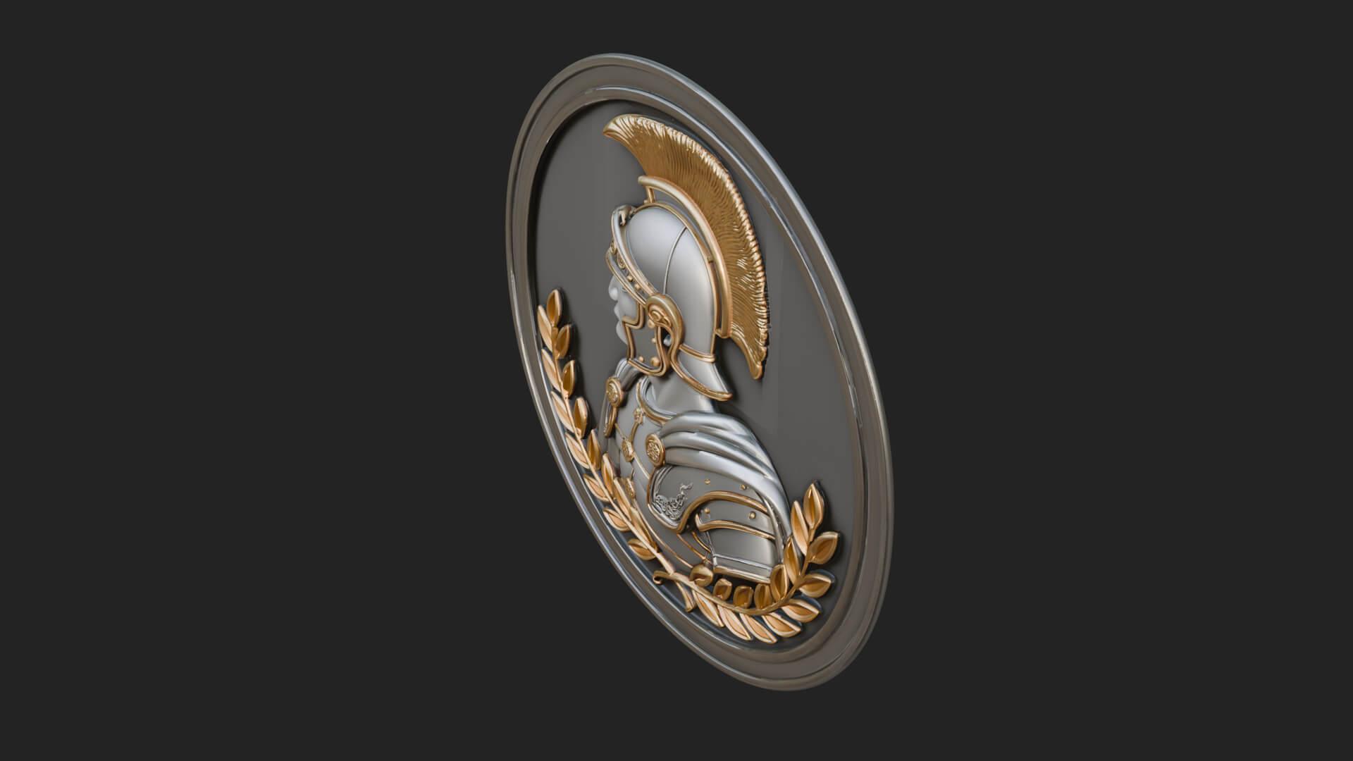 Roman Soldier Oval Relief Plaque Design 3 3D Print Model 3D Model