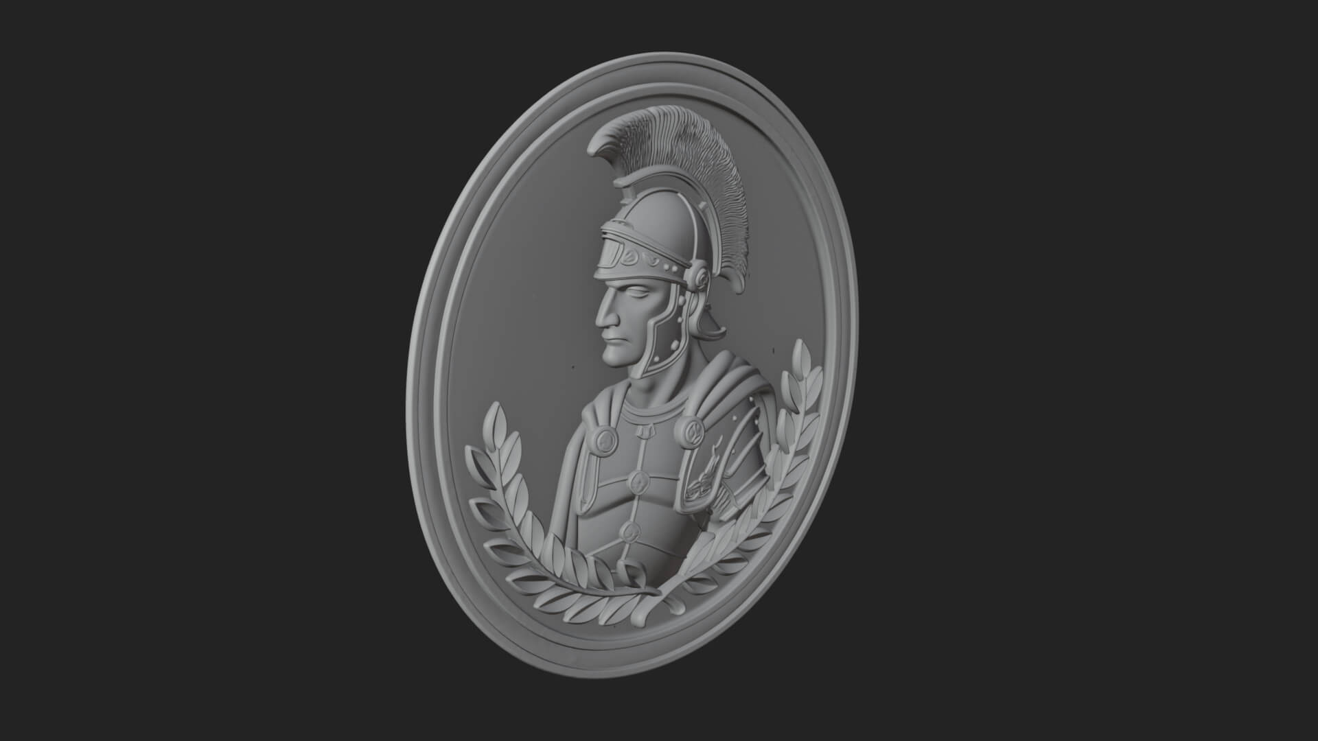 Roman Soldier Oval Relief Plaque Design 3 3D Print Model 3D Model