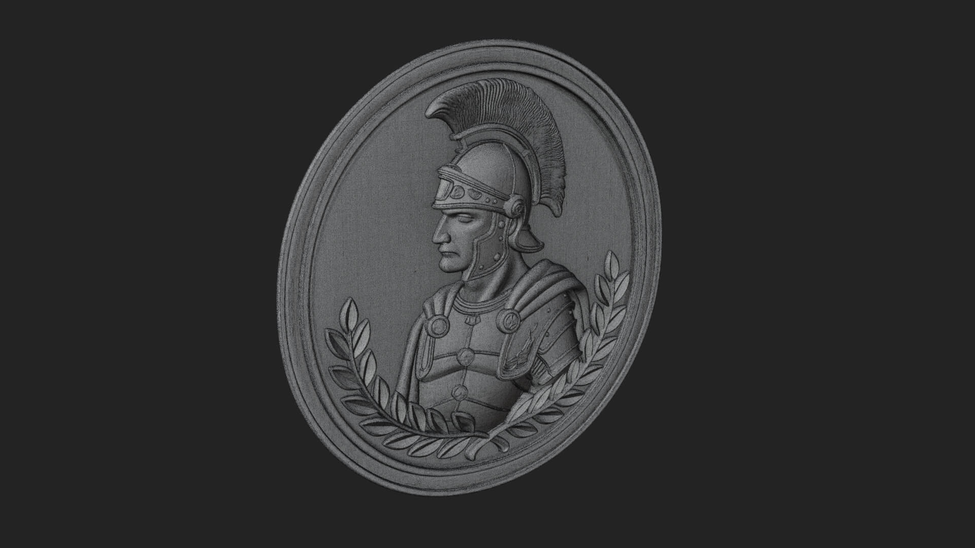 Roman Soldier Oval Relief Plaque Design 3 3D Print Model 3D Model