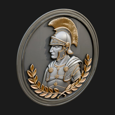 Roman Soldier Oval Relief Plaque Design 3 3D Print Model