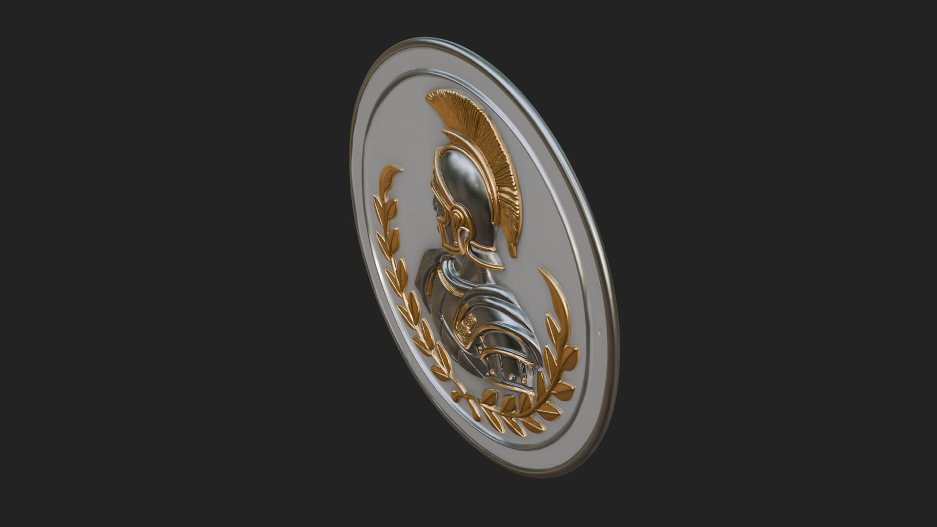Roman Soldier Oval Relief Plaque Design 4 3D Print Model 3D Model