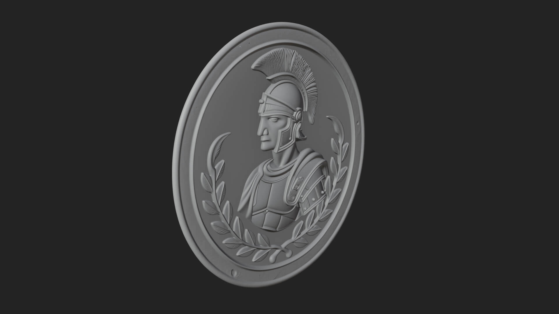 Roman Soldier Oval Relief Plaque Design 4 3D Print Model 3D Model