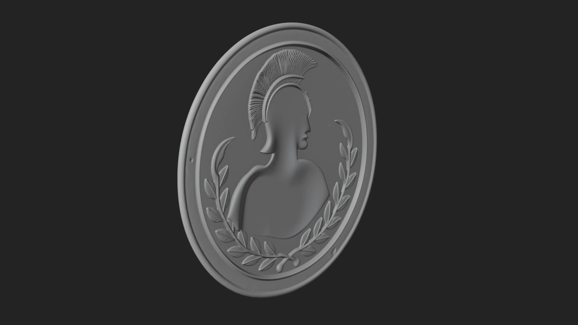 Roman Soldier Oval Relief Plaque Design 4 3D Print Model 3D Model