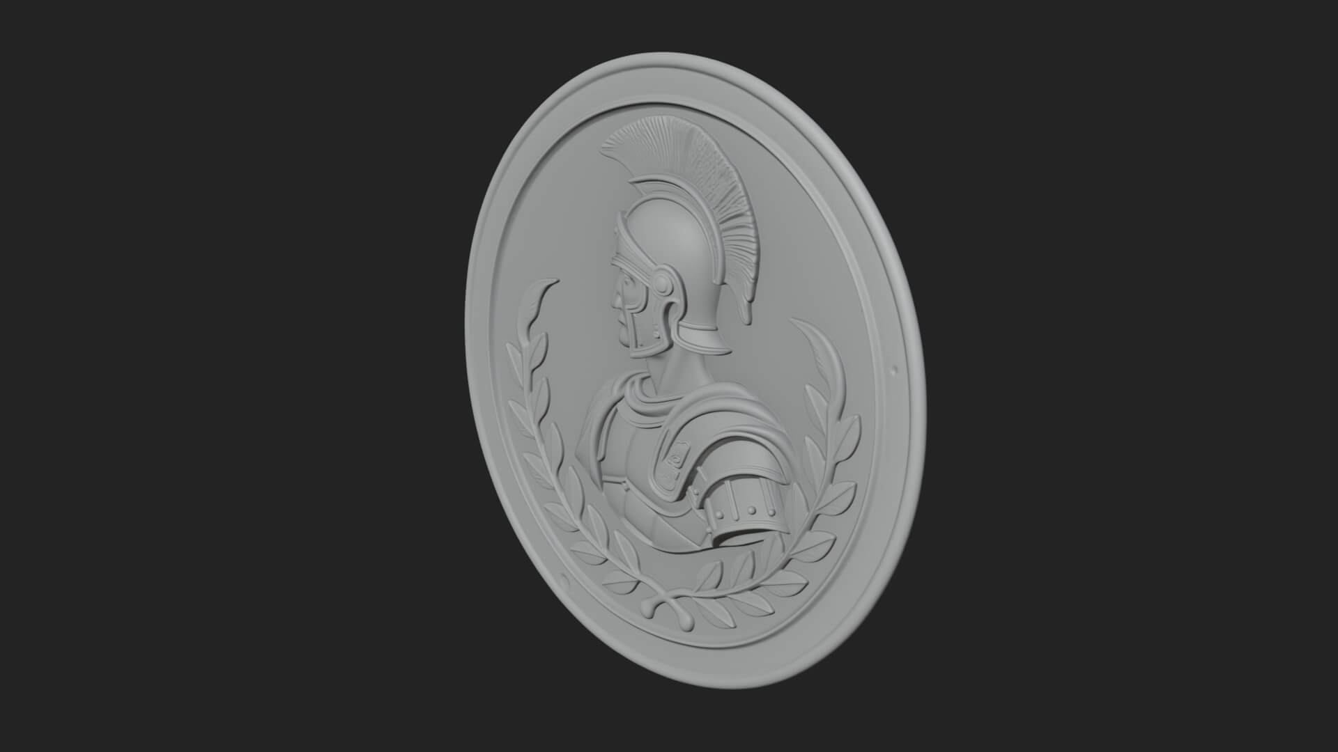 Roman Soldier Oval Relief Plaque Design 4 3D Print Model 3D Model